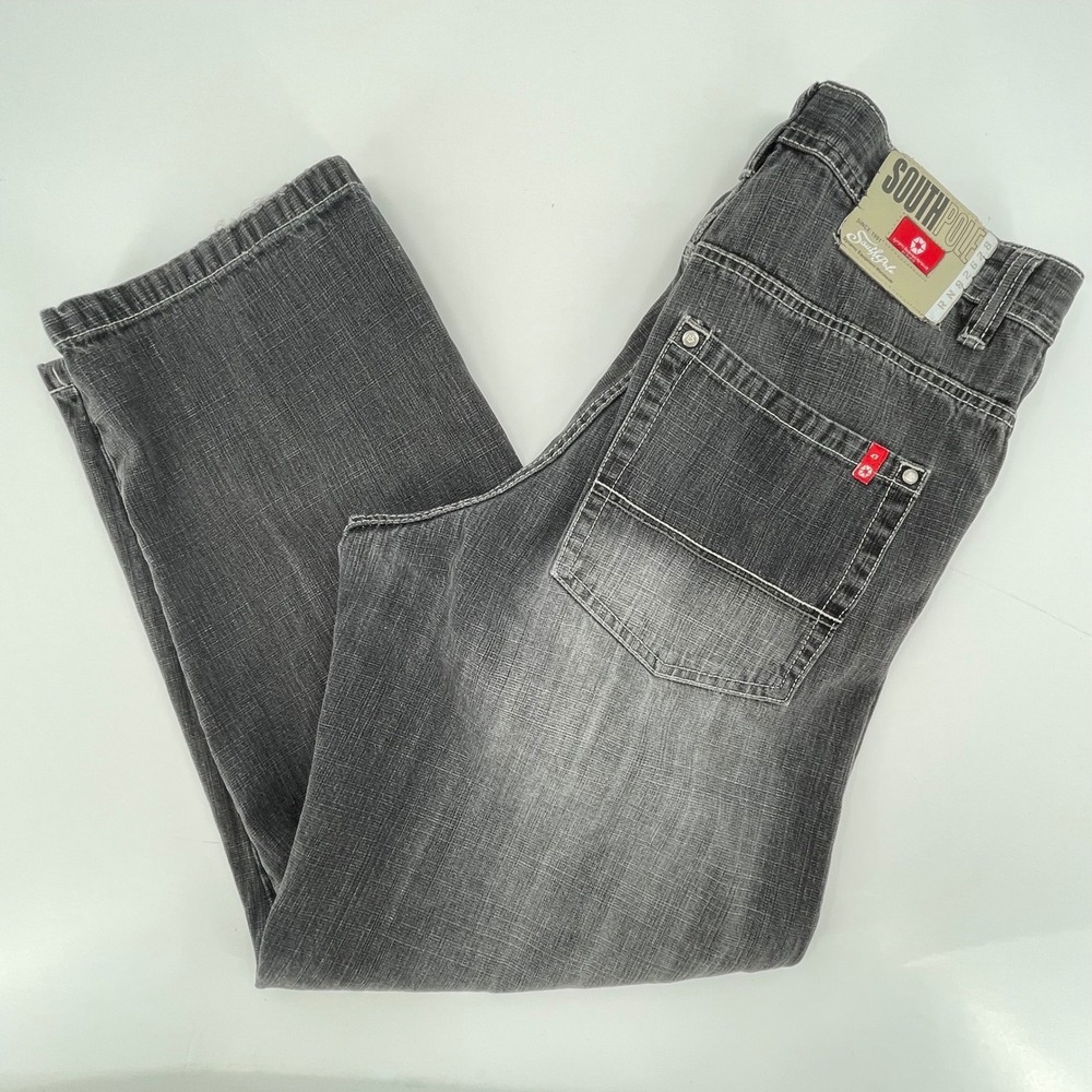 Southpole Baggy Wide Leg Jeans Mens 34x30 Faded Black Y2K Hip Hop Red Tab Vtg. - Picture 10 of 12